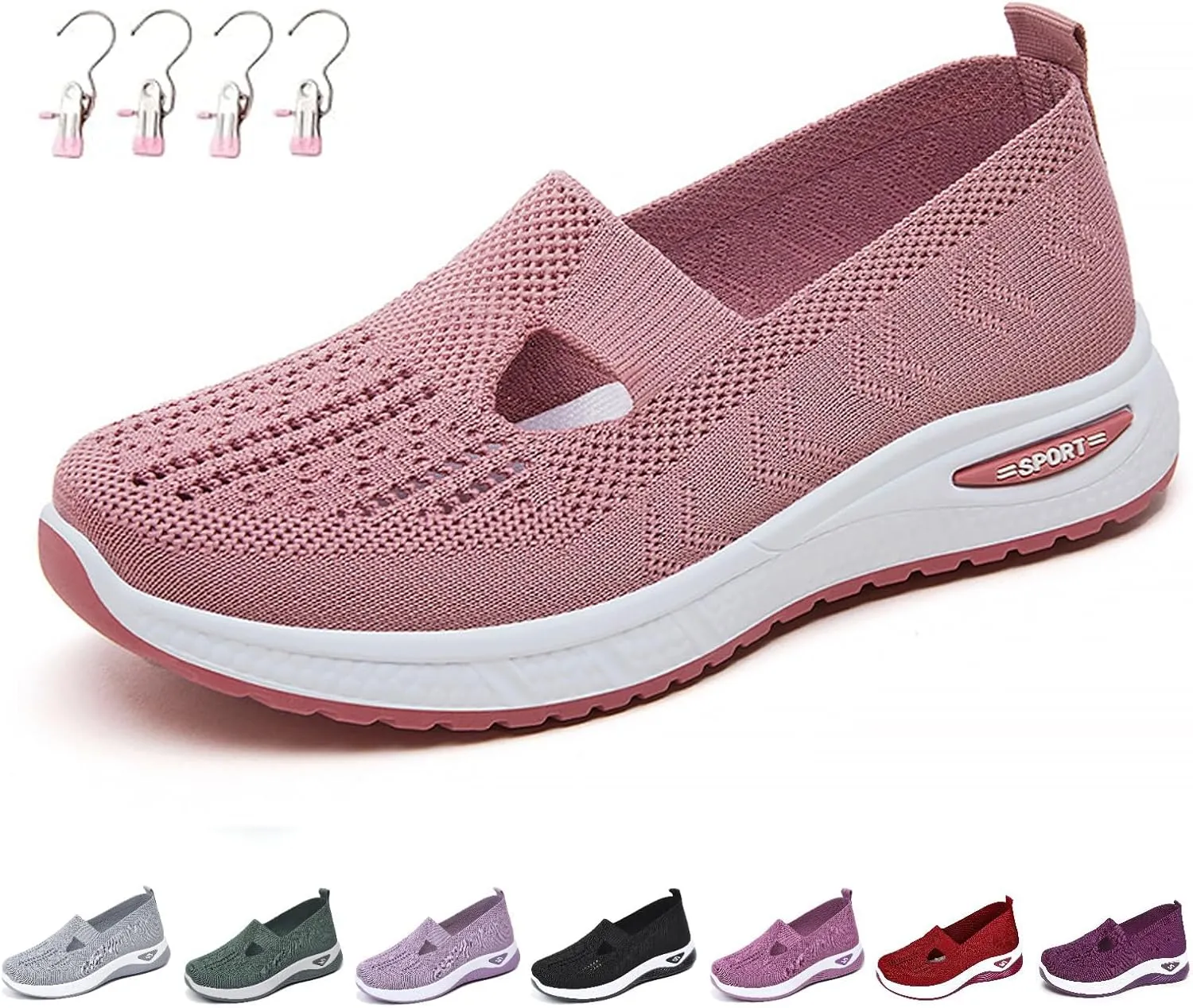 Women's Comfortable Breathable Knitted Sneakers,Zapatos Ortopédicos para Mujer, Orthopedic Walking Soft Shoes Arch Support