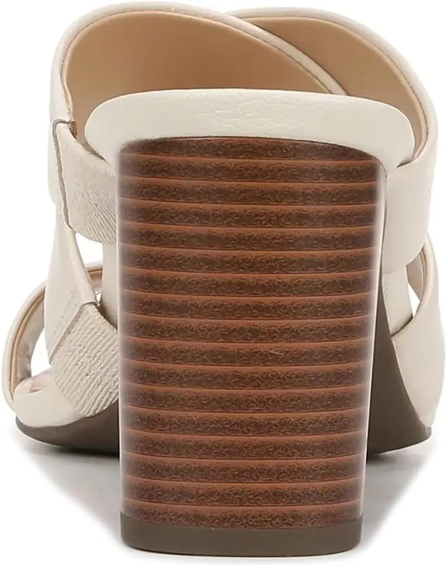 Women’s Cross Strap Mules Slip On Sandals Comfortable Slippers Chunky High Heels Open Square Toe Shoes Party Shopping Indoor Size 4-16 US