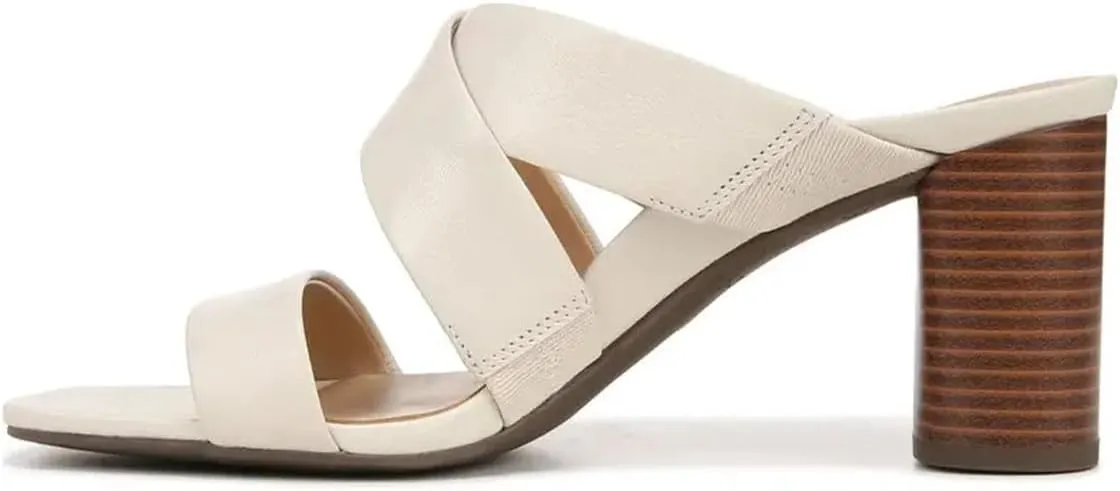 Women’s Cross Strap Mules Slip On Sandals Comfortable Slippers Chunky High Heels Open Square Toe Shoes Party Shopping Indoor Size 4-16 US
