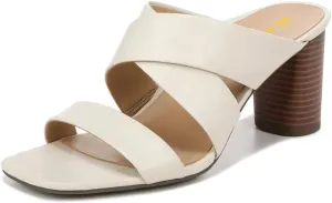 Women’s Cross Strap Mules Slip On Sandals Comfortable Slippers Chunky High Heels Open Square Toe Shoes Party Shopping Indoor Size 4-16 US