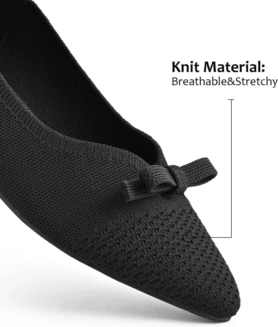 Women's Flats Bow Knit Ballet Flats Round Toe Comfortable Flats Dress Shoes Slip on Casual Dressy Flats for Office Work Foldable Soft Shoes Walking Flats