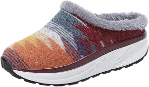 Women's Fur Lined Mules Shoes Slip On Garden Clogs Comfort Wedge Clogs Winter Warm Fuzzy Platform Clogs Slipper