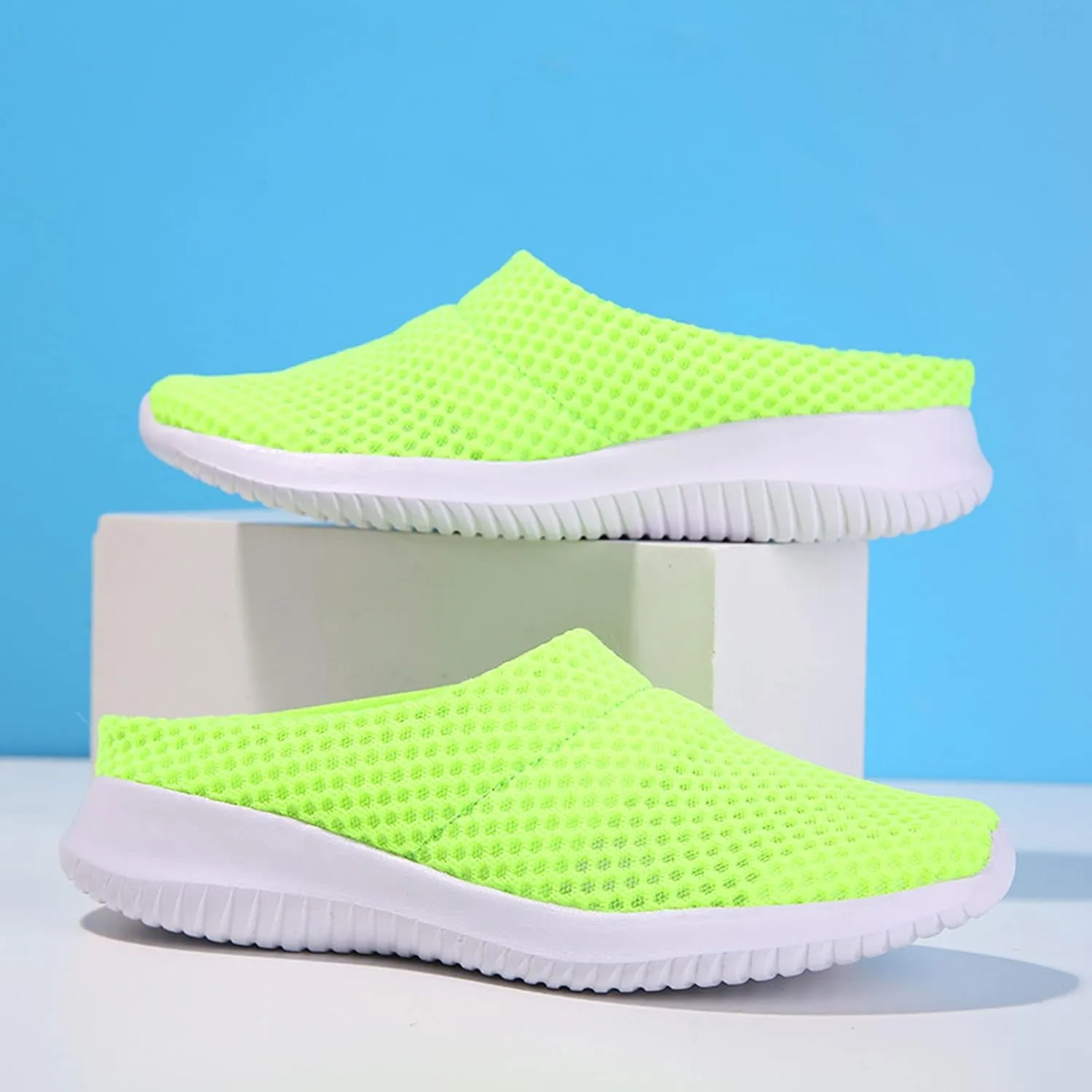 Women's Garden Clogs Shoes Backless Walking Sneakers Mesh Slippers Mules Shoes Casual Slip on Shoes for Women