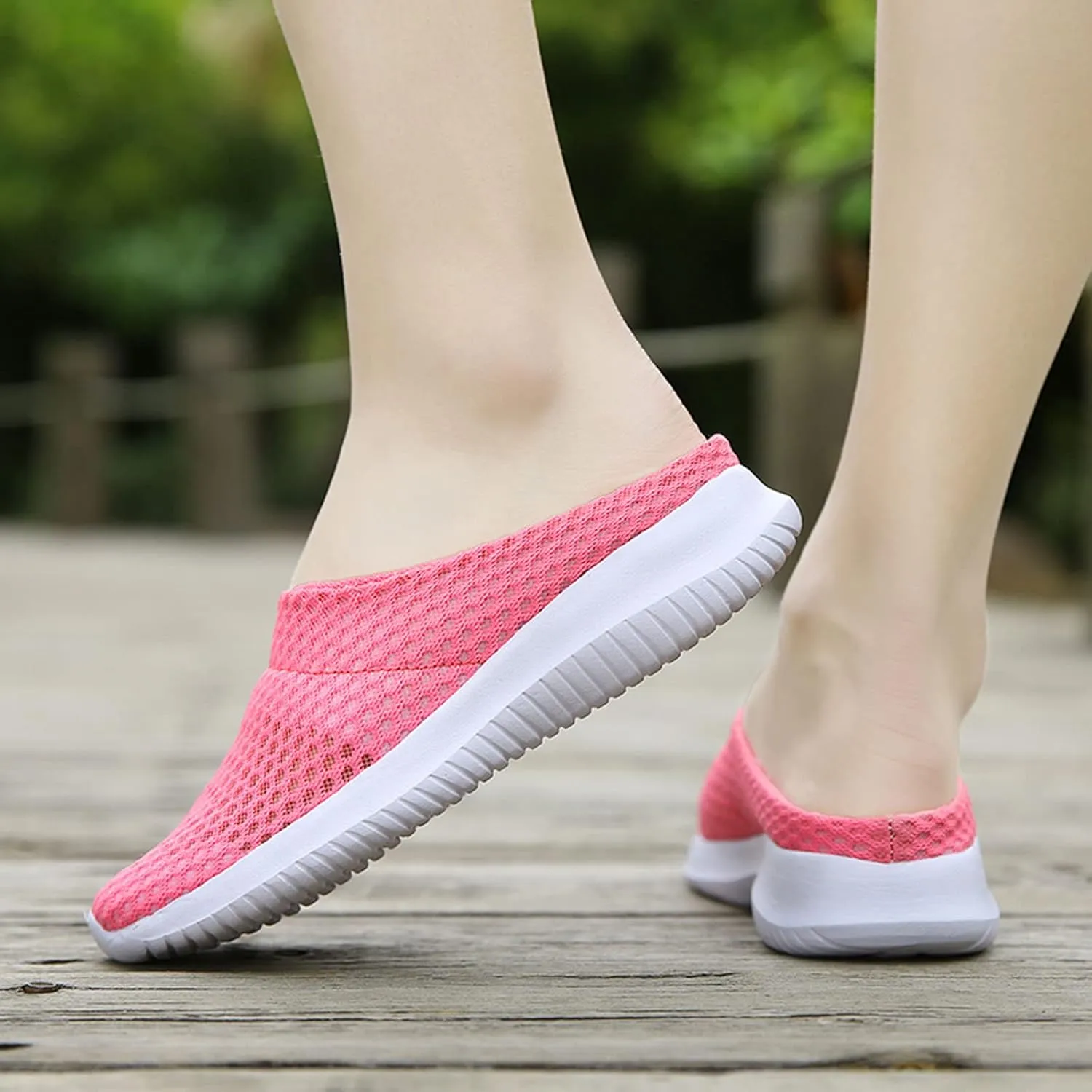 Women's Garden Clogs Shoes Backless Walking Sneakers Mesh Slippers Mules Shoes Casual Slip on Shoes for Women