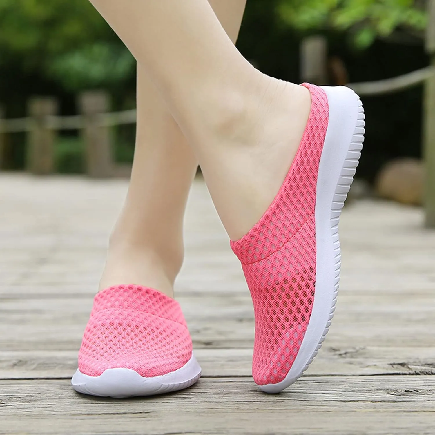 Women's Garden Clogs Shoes Backless Walking Sneakers Mesh Slippers Mules Shoes Casual Slip on Shoes for Women
