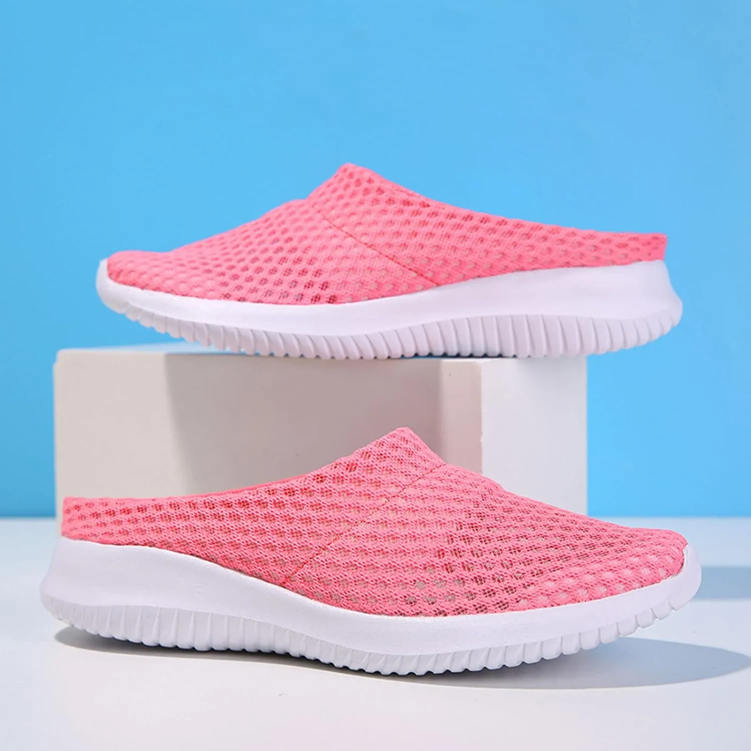 Women's Garden Clogs Shoes Backless Walking Sneakers Mesh Slippers Mules Shoes Casual Slip on Shoes for Women