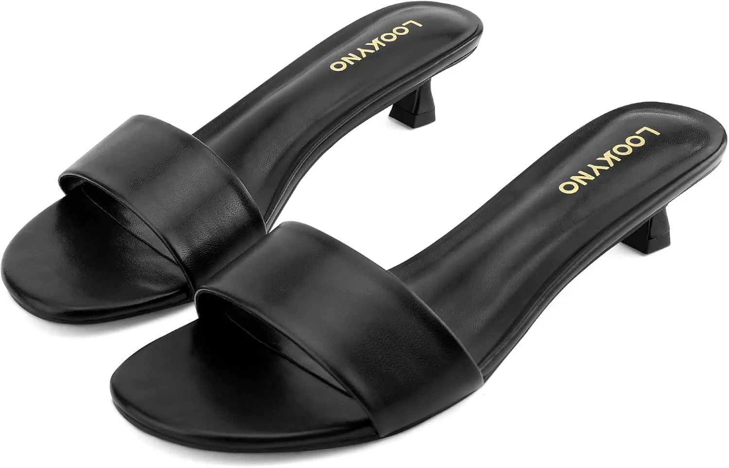 Womens Heeled Sandals Open Round Toe Kitten Low Heels for Women Slip on Slide Sandals Mule Heels Fashion Comfort Dress Party Shoes
