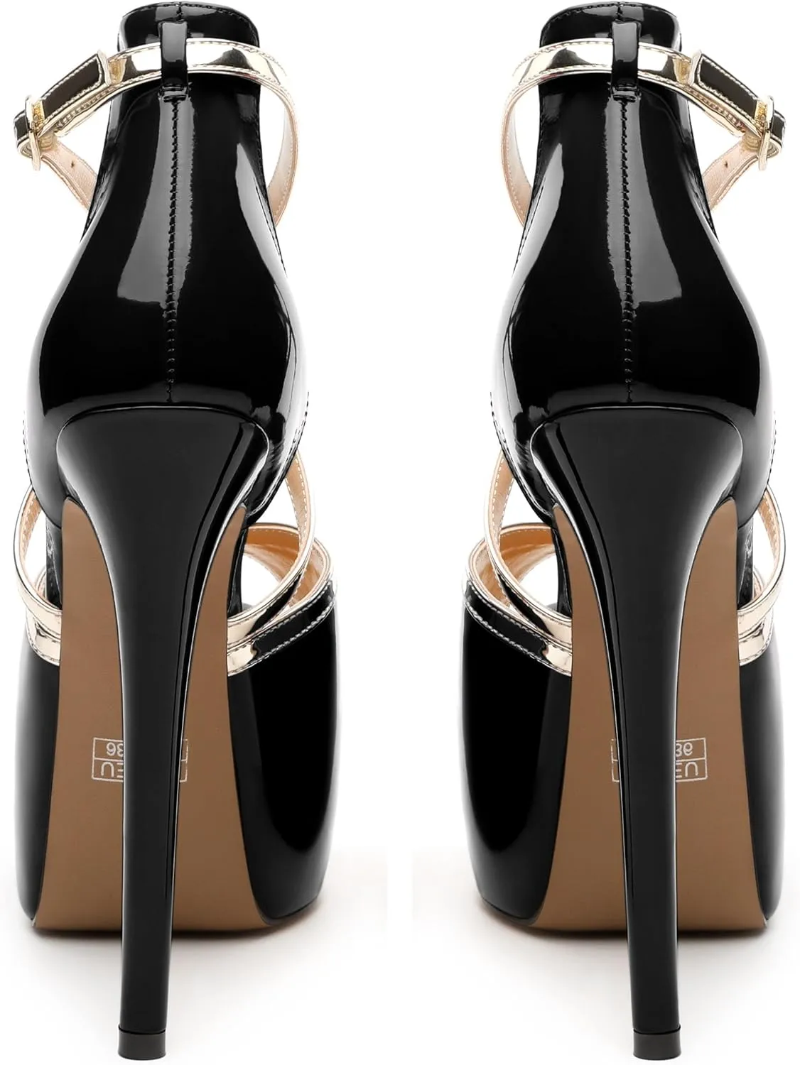 Womens Heeled Sandals, Round Open Toe Stiletto Heel Platform Sandals for Women, Buckle Fashion Adjustable Ankle Strap Party Dress Wedding High Heel Sandals
