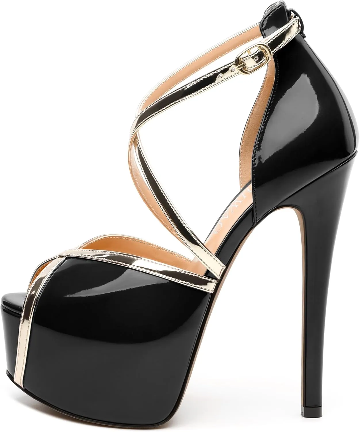Womens Heeled Sandals, Round Open Toe Stiletto Heel Platform Sandals for Women, Buckle Fashion Adjustable Ankle Strap Party Dress Wedding High Heel Sandals