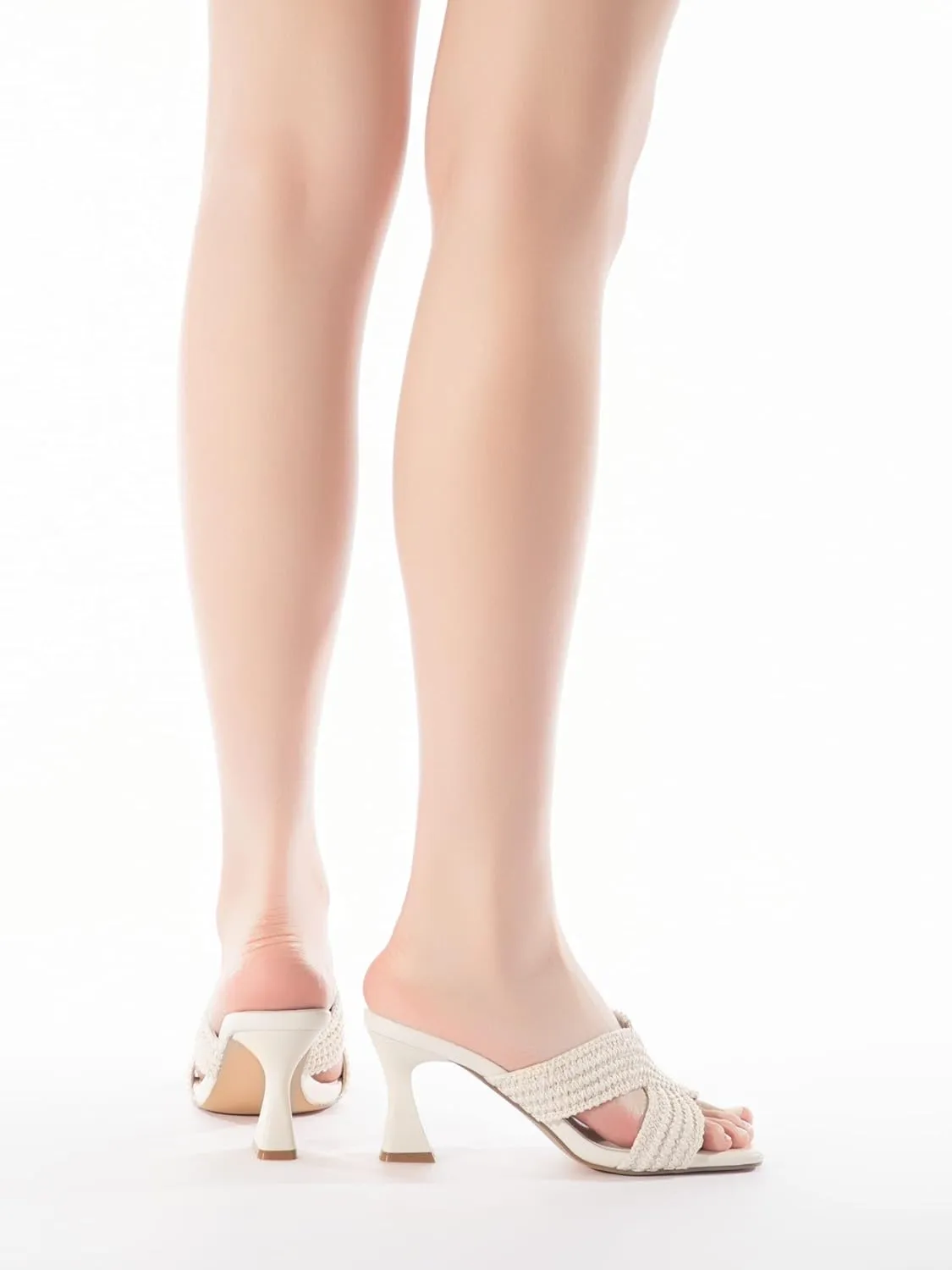 Women’s Heeled Sandals Slip On Chunky Square Toe Mule Sandals Open Toe Slide Casual Summer Dressy Sandals