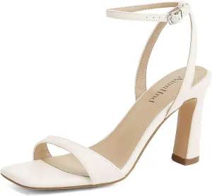 Women's Heeled Sandals Square Open Toe Chunky High Heels Ankle Strap Sandals for Women Prom Wedding Heels