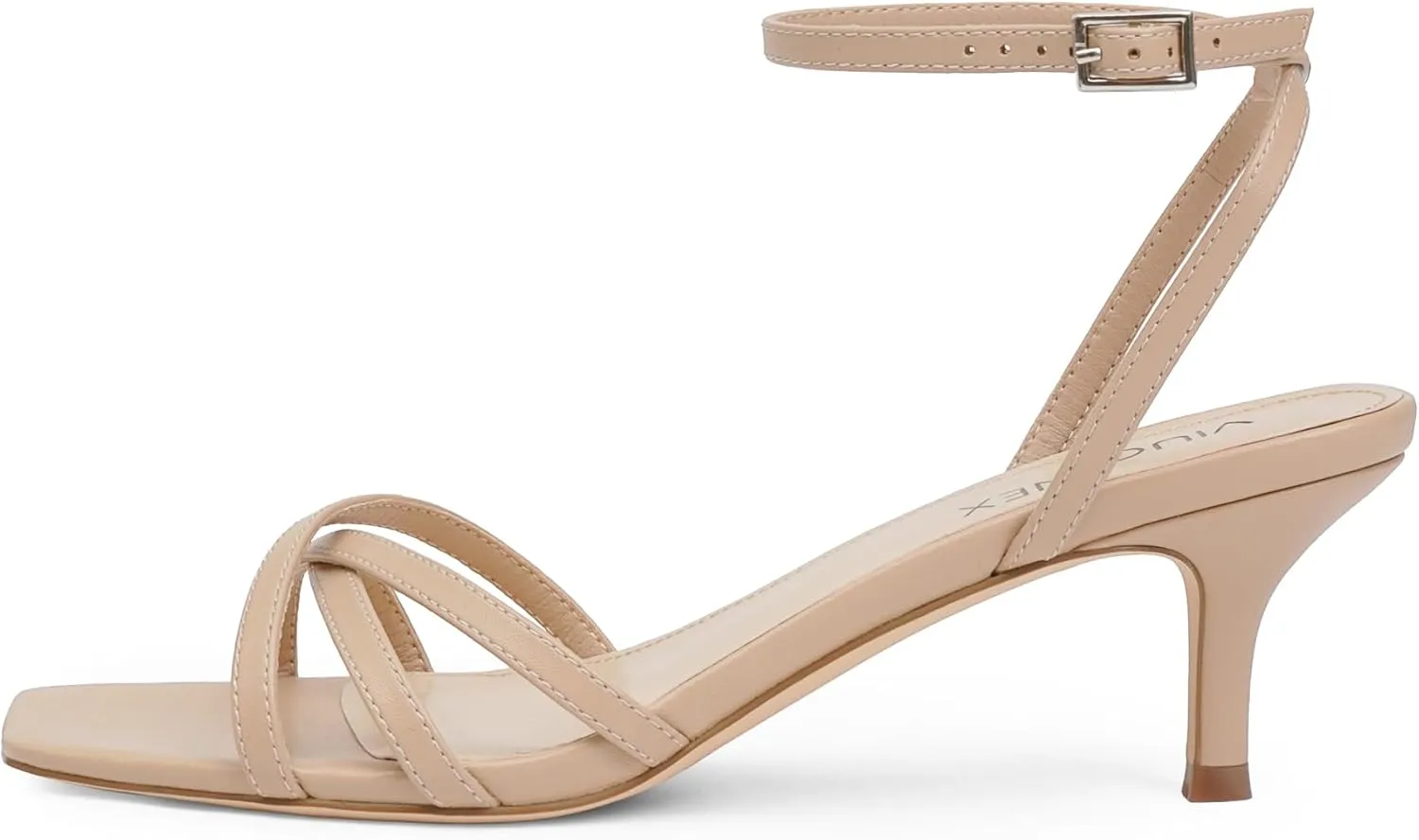 Women's Heeled Sandals Strappy Heels Low Kitten Stilettos Heels Square Open Toe Ankle Strap Dressy Sandals for Women Comfortable Summer High Heels