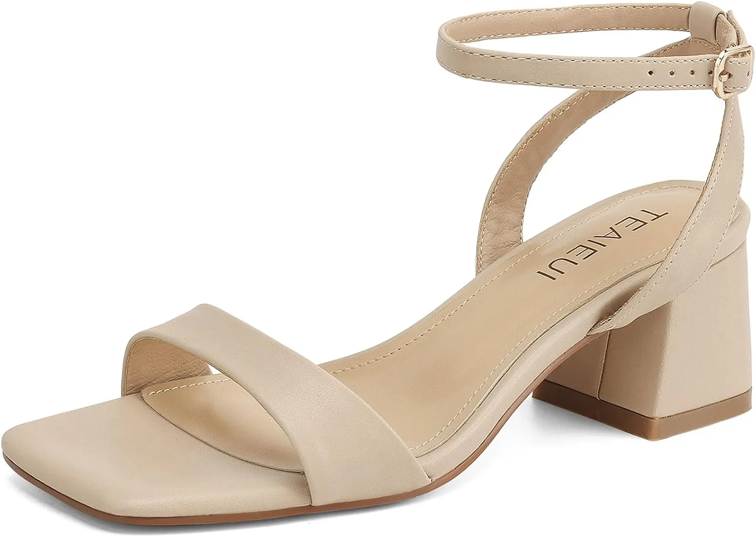 Women's Heeled Sandals Strappy Low Block Heels Chunky for Women Comfortable Ankle Strap Open Toe Party Wedding Dress Shoes for Women Dressy