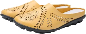 Womens Hollow Breathable Casual Mule Sandals Slip On Flat Loafers Outdoor Comfort Backless Slippers Hollow Slides Casual All-Match Summer Shoes