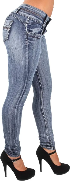 Women's Juniors/Plus Colombian Design Butt Lift Push Up Mid Waist Skinny Jeans
