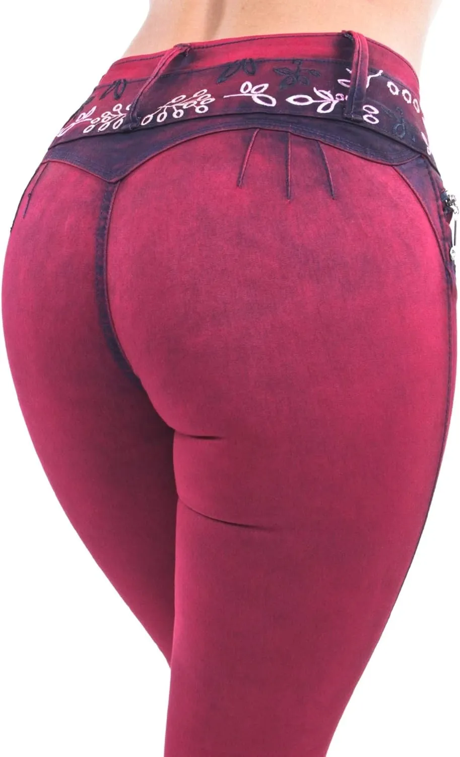 Women's Juniors/Plus Colombian Design Butt Lift Push Up Mid Waist Skinny Jeans