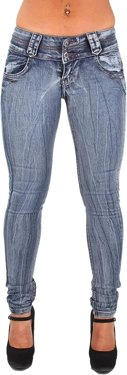 Women's Juniors/Plus Colombian Design Butt Lift Push Up Mid Waist Skinny Jeans