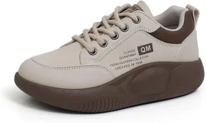 Women's Low Top Thick Sole Boots,Lace-Up Platform Sneakers,Casual Non Slip Walking Shoes, Fashion Comfort Platform Round Toe Loafers