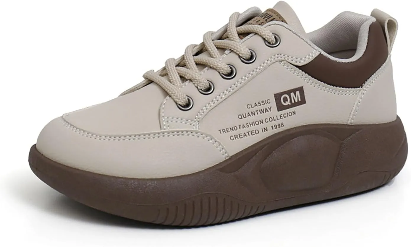 Women's Low Top Thick Sole Boots,Lace-Up Platform Sneakers,Casual Non Slip Walking Shoes, Fashion Comfort Platform Round Toe Loafers