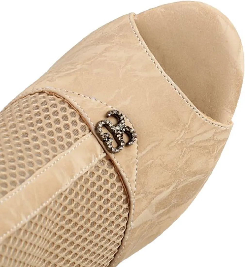 Women's Mesh Sandals Peep Toe High Top Sandals Lace Up Summer Open Toe Bootie