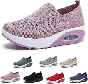 Women's Orthopedic Shoe Air Cushion Walking Shoes Casual Slip-on Platform Sneakers Mesh Breathable Arch Support Wedge Loafers
