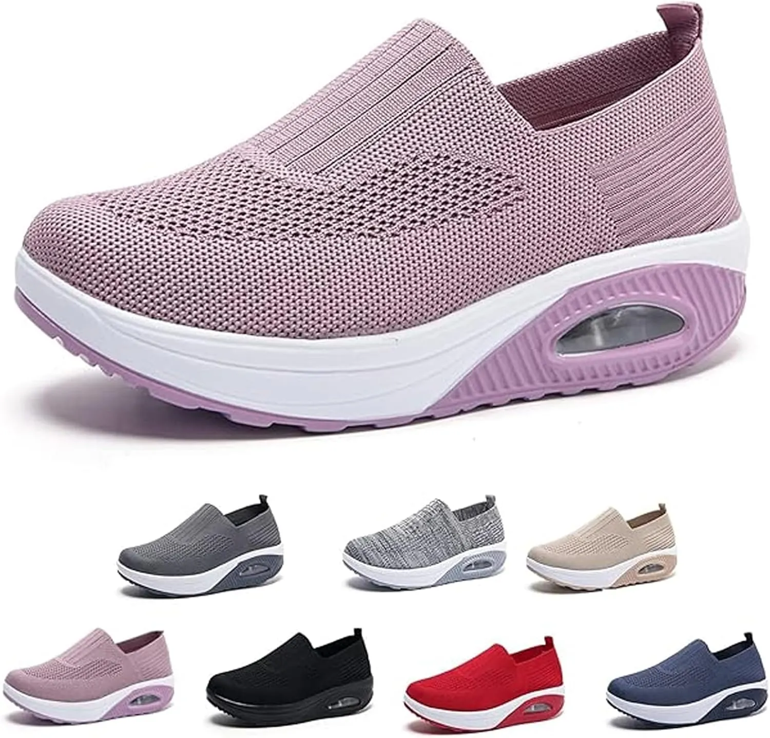 Women's Orthopedic Shoe Air Cushion Walking Shoes Casual Slip-on Platform Sneakers Mesh Breathable Arch Support Wedge Loafers