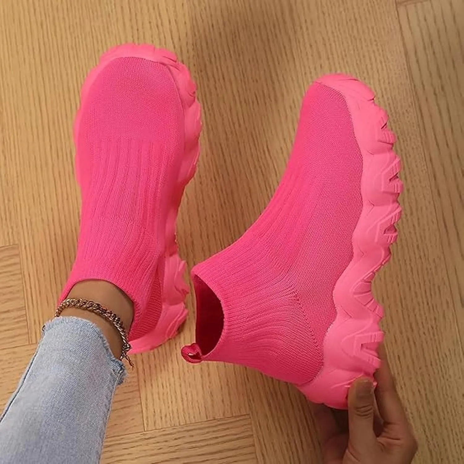 Womens Orthopedic Shoes Sneakers Walking Hands Free Slip Breathable Comfortable Casual Athletic Shoe with Arch Cushion Support