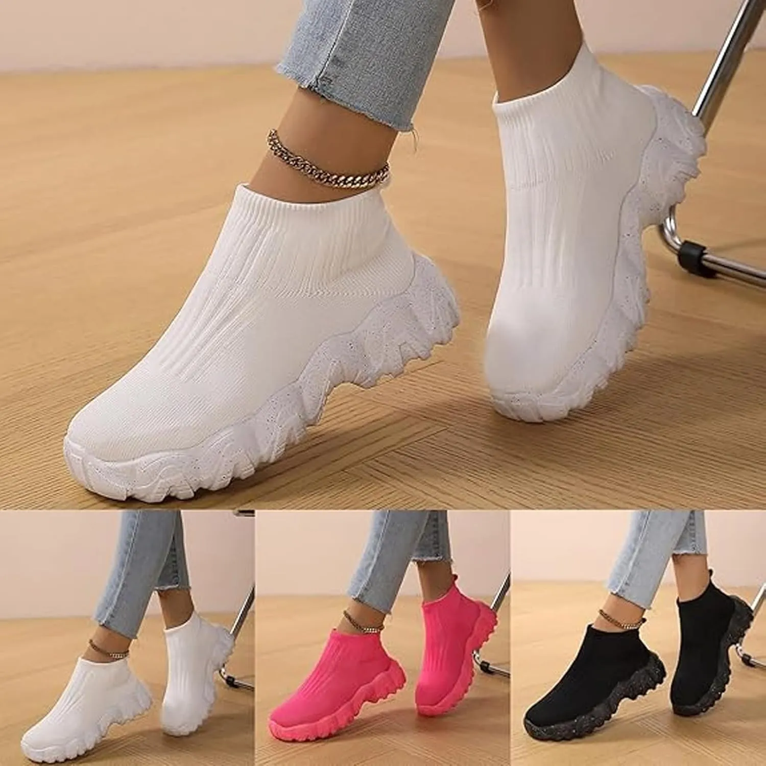 Womens Orthopedic Shoes Sneakers Walking Hands Free Slip Breathable Comfortable Casual Athletic Shoe with Arch Cushion Support