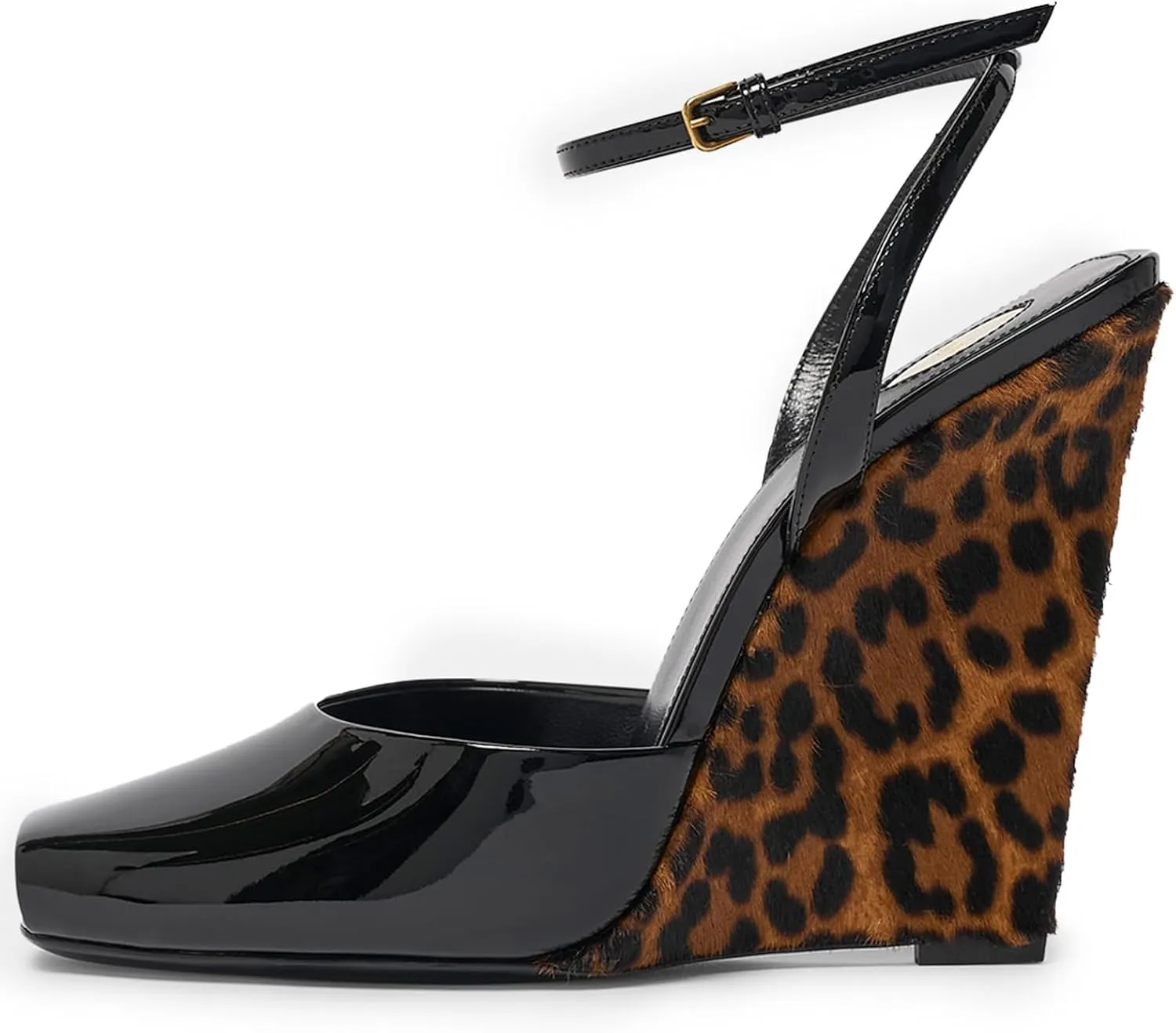 Womens Peep Toe Heels Open Toe Wedge Heels Stiletto Patent Leather Ankle Strap Buckle Sandalsfor Party, Wedding, Evening