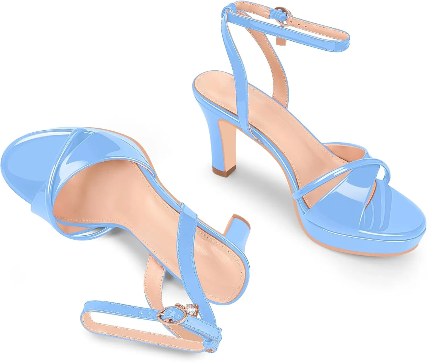 Women's Platform Ankle Strap Chunky High Heel Sandals Open Round Toe Party Dress Shoes
