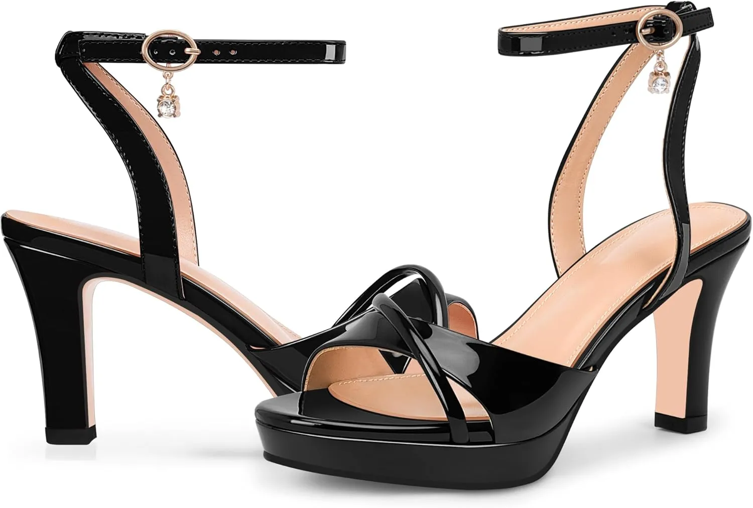 Women's Platform Ankle Strap Chunky High Heel Sandals Open Round Toe Party Dress Shoes
