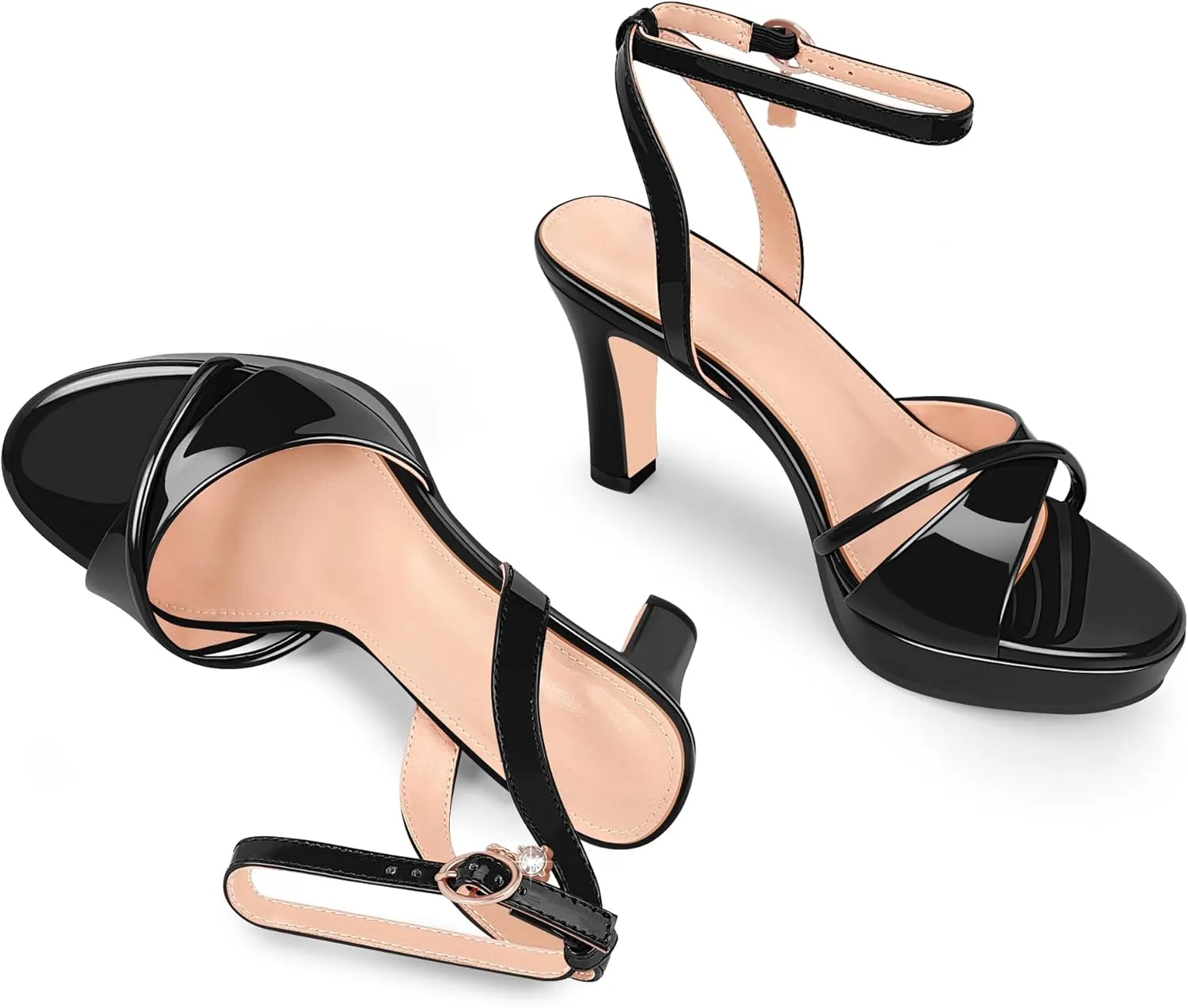Women's Platform Ankle Strap Chunky High Heel Sandals Open Round Toe Party Dress Shoes