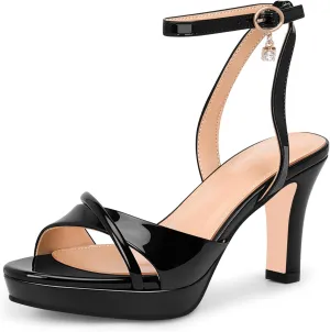 Women's Platform Ankle Strap Chunky High Heel Sandals Open Round Toe Party Dress Shoes