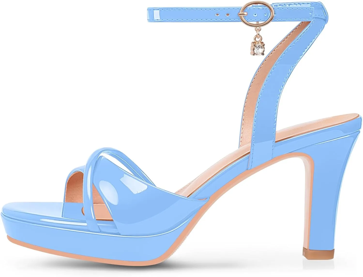 Women's Platform Ankle Strap Chunky High Heel Sandals Open Round Toe Party Dress Shoes