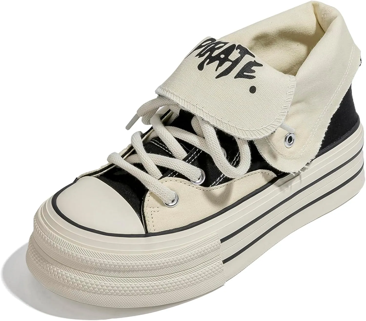 Women's Platform High-Top Canvas Sneakers, Y2K Low-Top Chunky Shoes Casual Walking & Streetwear