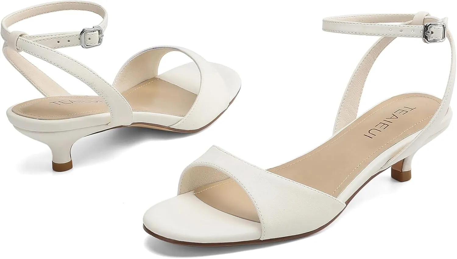Women's Sandals Kitten Heels Low Strappy Heels Open Toe Ankle Strap Sandals for Women Party Wedding Dress Shoes