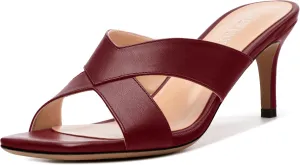 Womens Sandals Square Toe Kitten Heels Fashion Solid Matte Sandal 2.55 inch