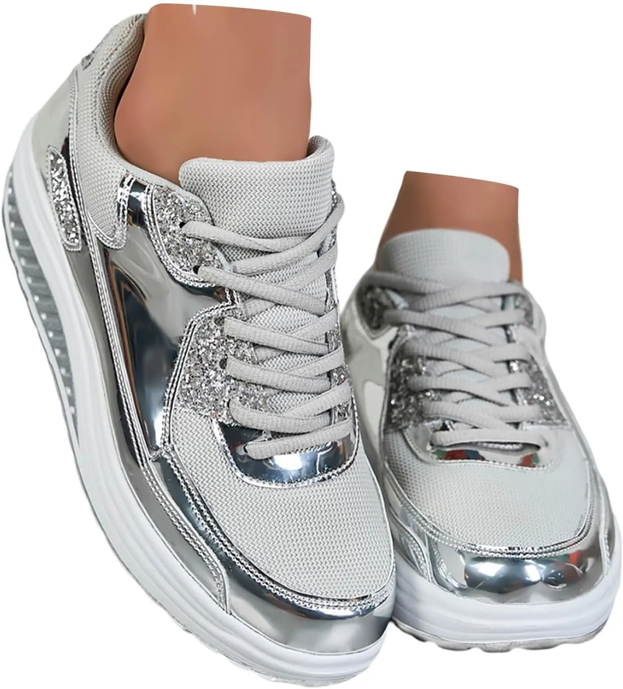 Womens Slip On Shoes Dressy Casual Wide Width Sneakers for Women Trendy Dressy Platform Fashion Casual Lace Up Shoe