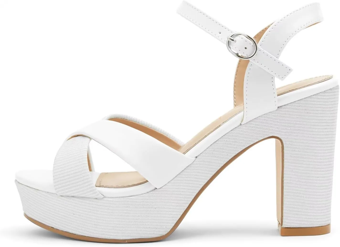 Womens Sparkly Platform Dress Sandals for Women Chunky Block Heel 3.8 Inch High Heels Open Toe with Strap for Women Comfortable Sexy Dressy Prom Wedding Party Evening Shoes
