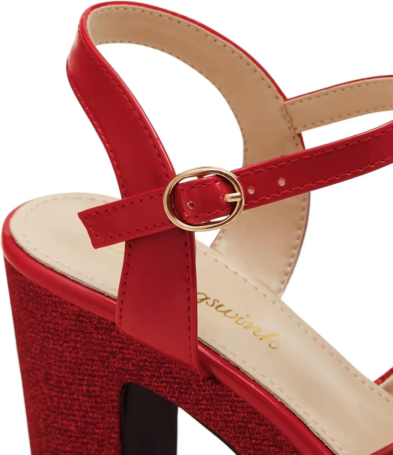 Womens Sparkly Platform Dress Sandals for Women Chunky Block Heel 3.8 Inch High Heels Open Toe with Strap for Women Comfortable Sexy Dressy Prom Wedding Party Evening Shoes