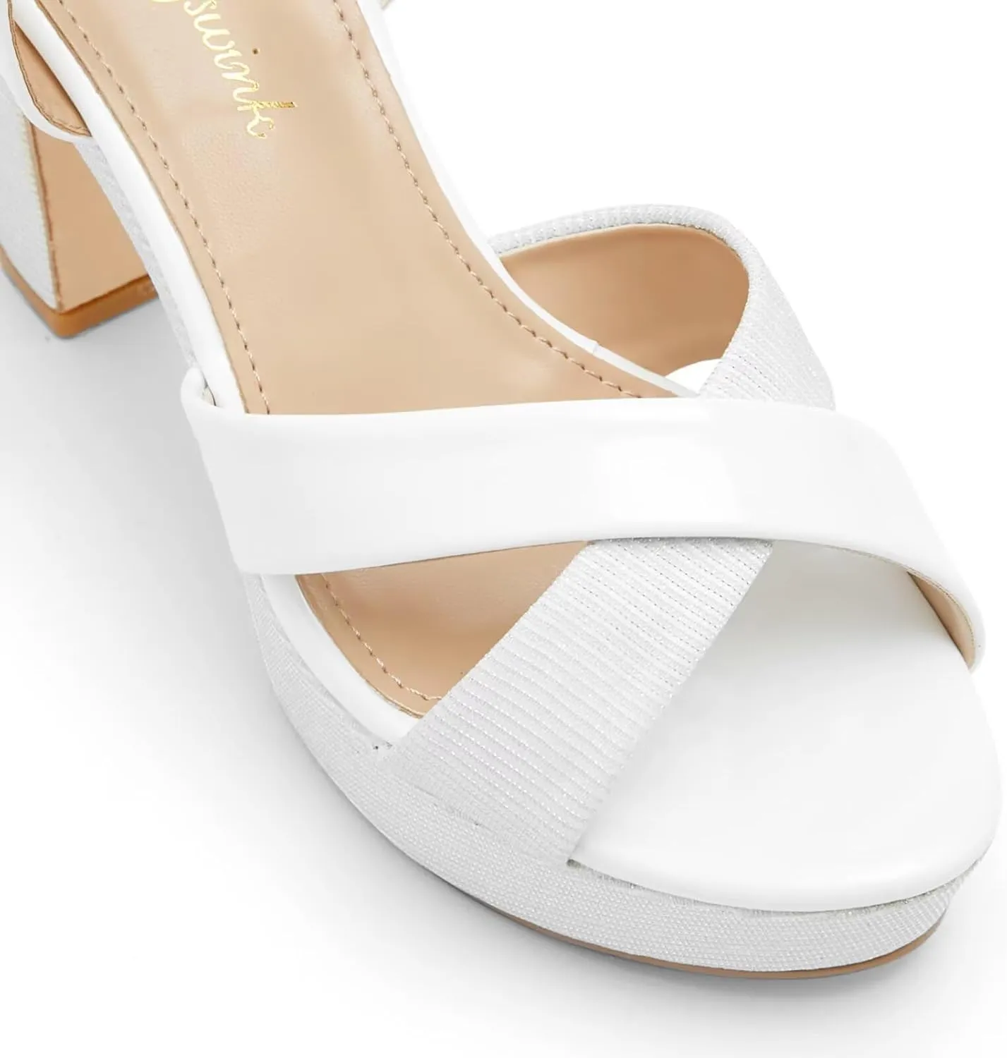 Womens Sparkly Platform Dress Sandals for Women Chunky Block Heel 3.8 Inch High Heels Open Toe with Strap for Women Comfortable Sexy Dressy Prom Wedding Party Evening Shoes