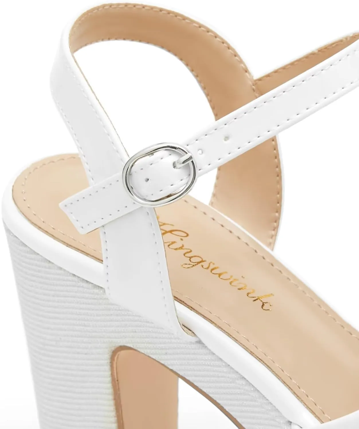Womens Sparkly Platform Dress Sandals for Women Chunky Block Heel 3.8 Inch High Heels Open Toe with Strap for Women Comfortable Sexy Dressy Prom Wedding Party Evening Shoes