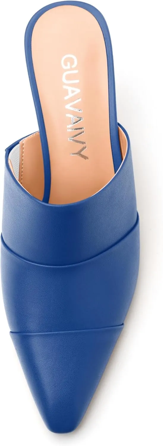 Women's Square Closed Toe Heeled Sandals, Ruched Mid Stiletto Heels, Fashion Comfort Daily Working Party Slide Sandals for Women