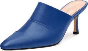 Women's Square Closed Toe Heeled Sandals, Ruched Mid Stiletto Heels, Fashion Comfort Daily Working Party Slide Sandals for Women