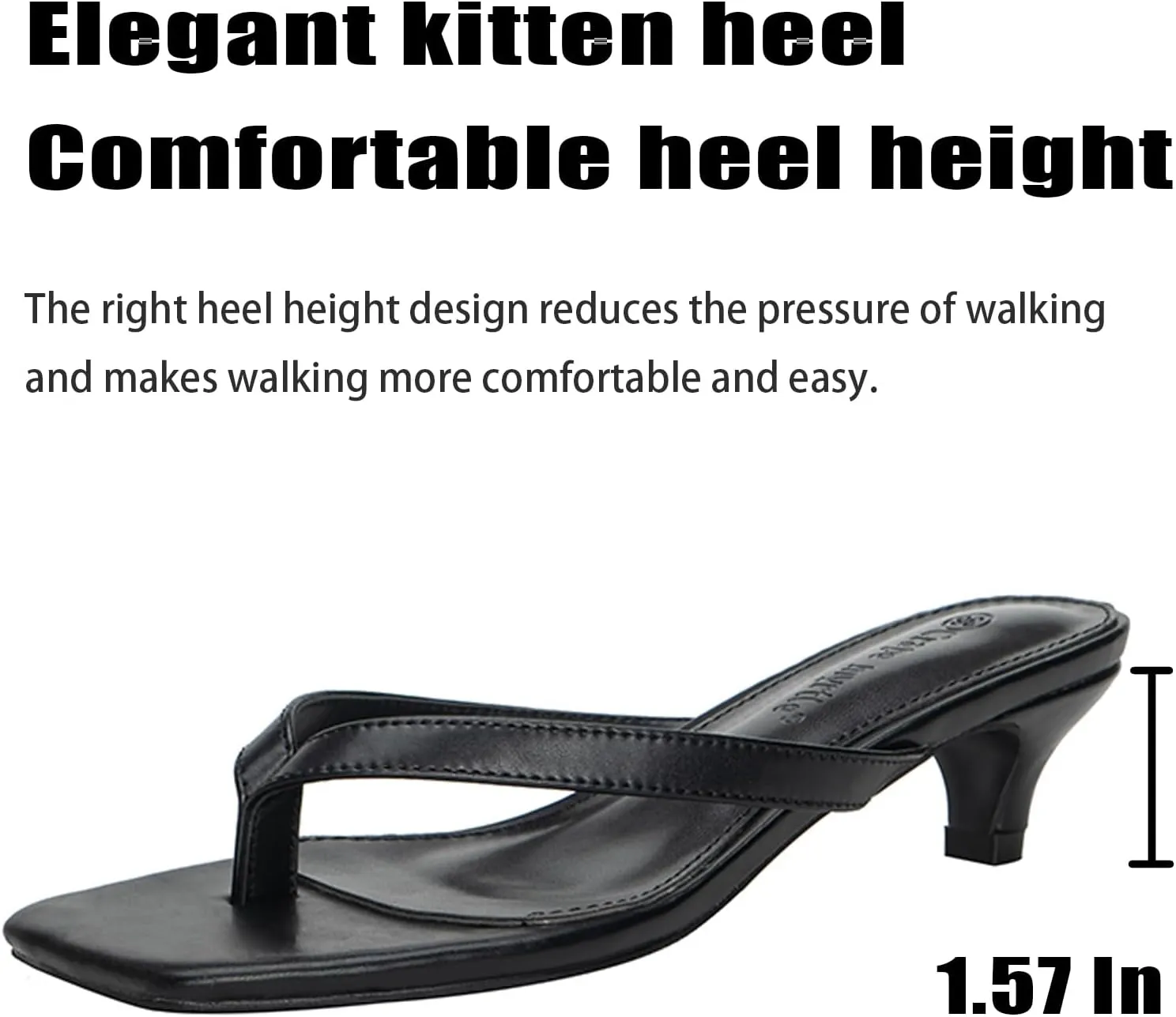 Women's Square Toe Kitten Heels Thong Flip Flops Summer Slip On Low Stacked Heeled Dressy Party Wedding Pinch toe Slide Sandals