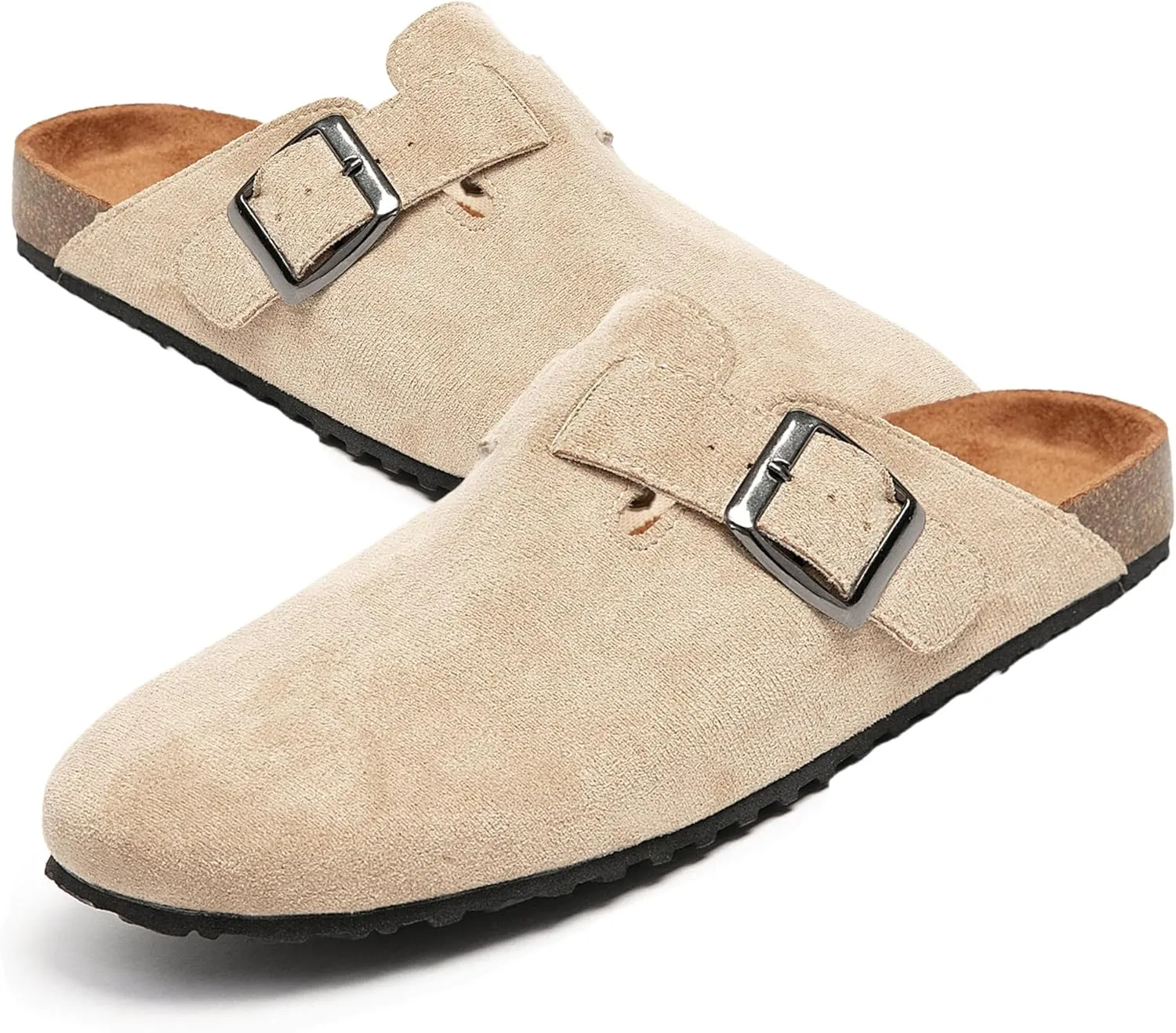 Women's Suede Clogs & Mules Stylish Leather Mules with Arch Support and Cork Footbed Couple's Clogs Shoes