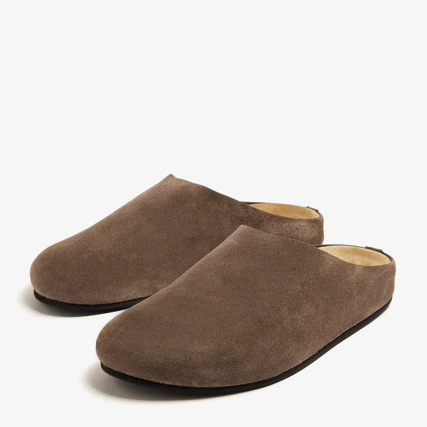Women's Suede Clogs Round Toe Leather Mules Cork Footbed Clog with Arch Support Comfort Casual Slip-on Fall Shoes