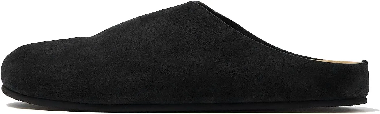 Women's Suede Clogs Round Toe Leather Mules Cork Footbed Clog with Arch Support Comfort Casual Slip-on Fall Shoes