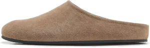 Women's Suede Clogs Round Toe Leather Mules Cork Footbed Clog with Arch Support Comfort Casual Slip-on Fall Shoes