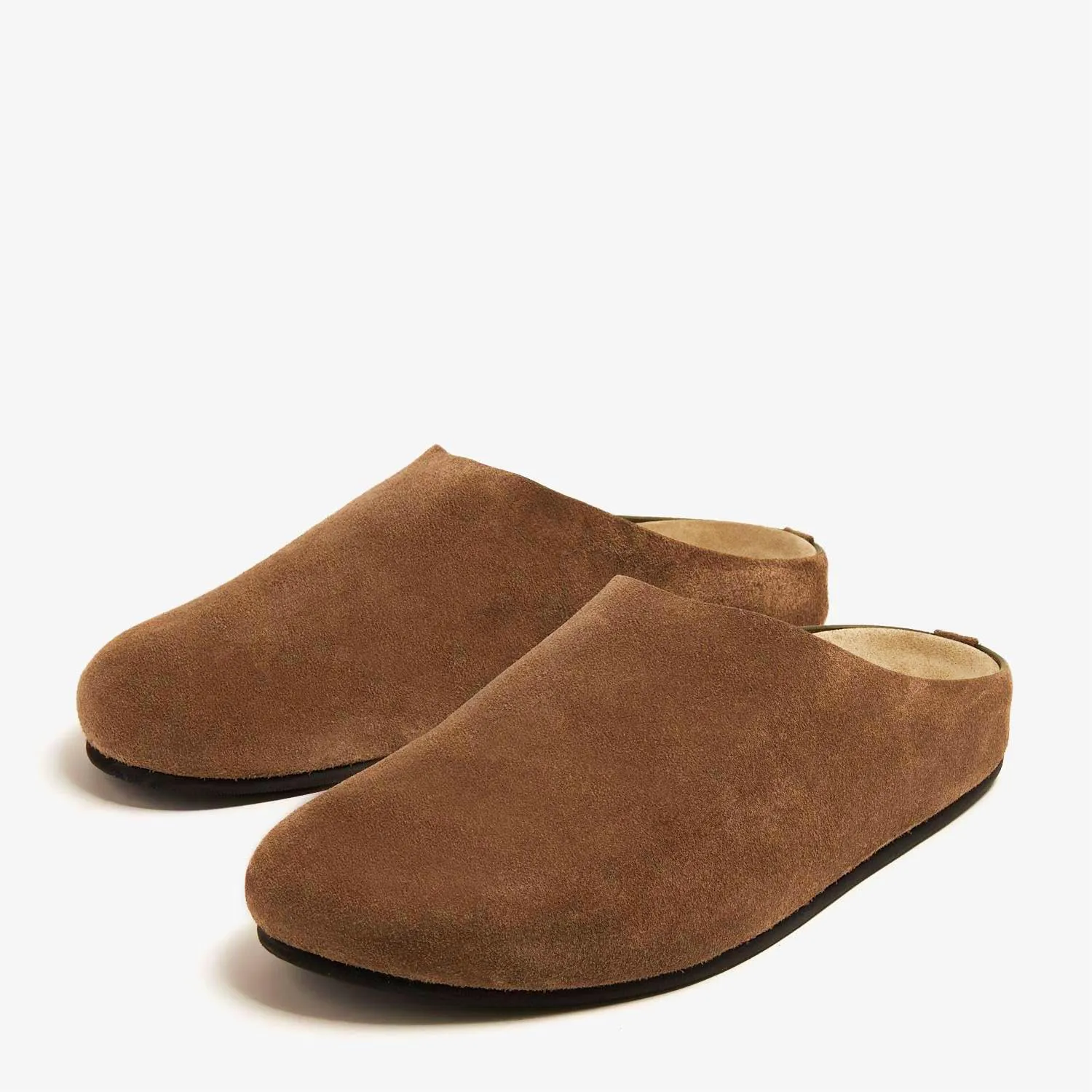 Women's Suede Clogs Round Toe Leather Mules Cork Footbed Clog with Arch Support Comfort Casual Slip-on Fall Shoes
